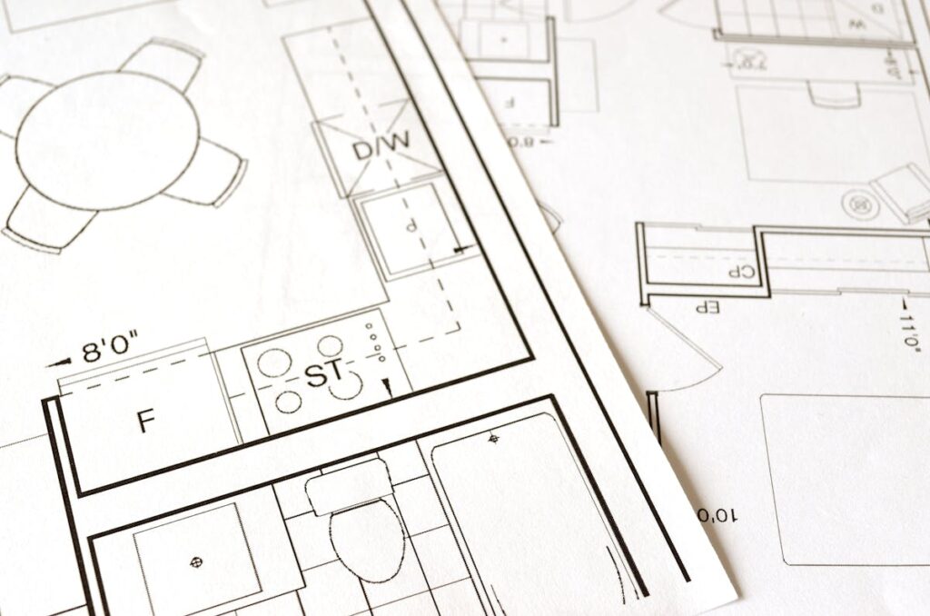 Building code blueprints and technical drawings